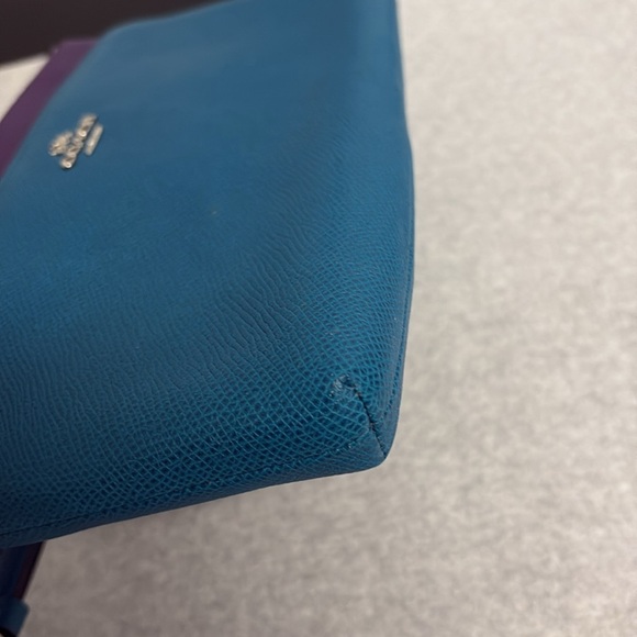 Coach Blue and Purple Saffiano Leather Clutch